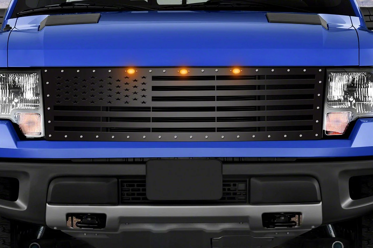 1-Piece Steel Upper Replacement Grille; America Flag Solid (10-14 F-150 Raptor)