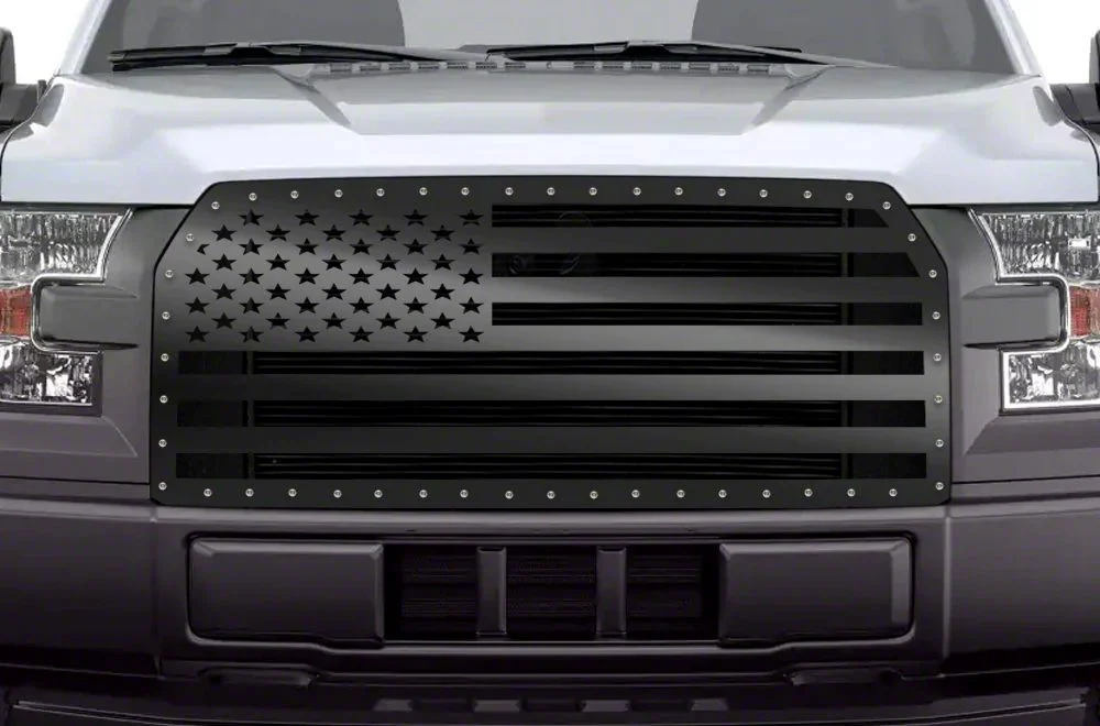 1-Piece Steel Upper Replacement Grille; American Flag Solid (15-17 F-150, Excluding Raptor)