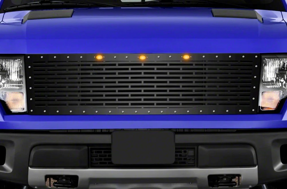 1-Piece Steel Upper Replacement Grille; Bricks (10-14 F-150 Raptor)