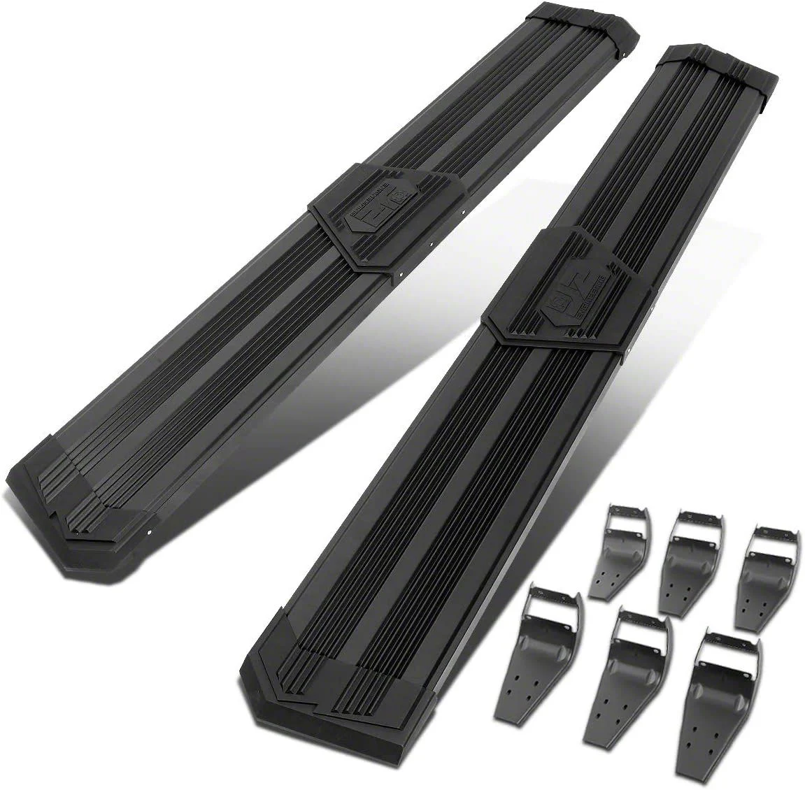 10-Inch Pleated Step Bar Running Boards; Black (17-26 F-350 Super Duty SuperCrew)