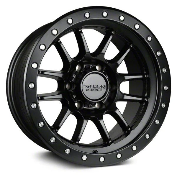 Falcon Wheels T7 Series Matte Black with Matte Black Ring 6-Lug Wheel; 17x9; 0mm Offset (07-14 Yukon)