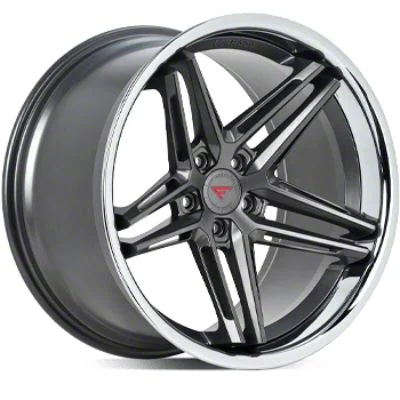 Ferrada Wheels CM1 Machine Black with Chrome Lip Wheel; Rear Only; 20x10.5; 20mm Offset (08-23 RWD Challenger, Excluding Widebody)