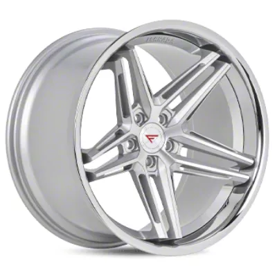 Ferrada Wheels CM1 Machine Silver with Chrome Lip Wheel; Rear Only; 20x10.5; 20mm Offset (08-23 RWD Challenger, Excluding Widebody)