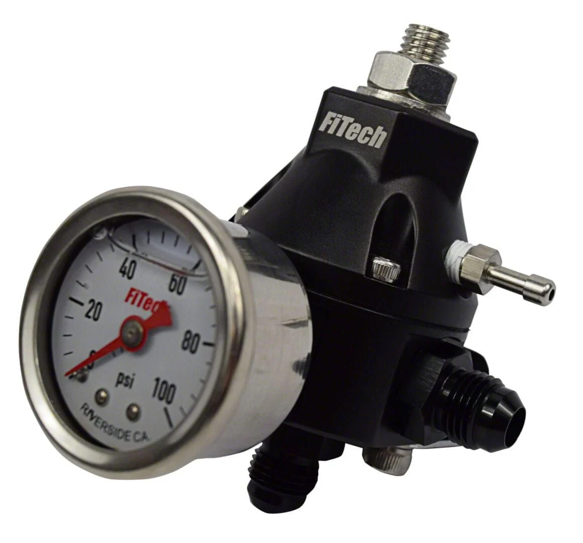 FiTech Fuel Injection Go Fuel Tight Fit Pressure Regulator with Gauge (Universal; Some Adaptation May Be Required)