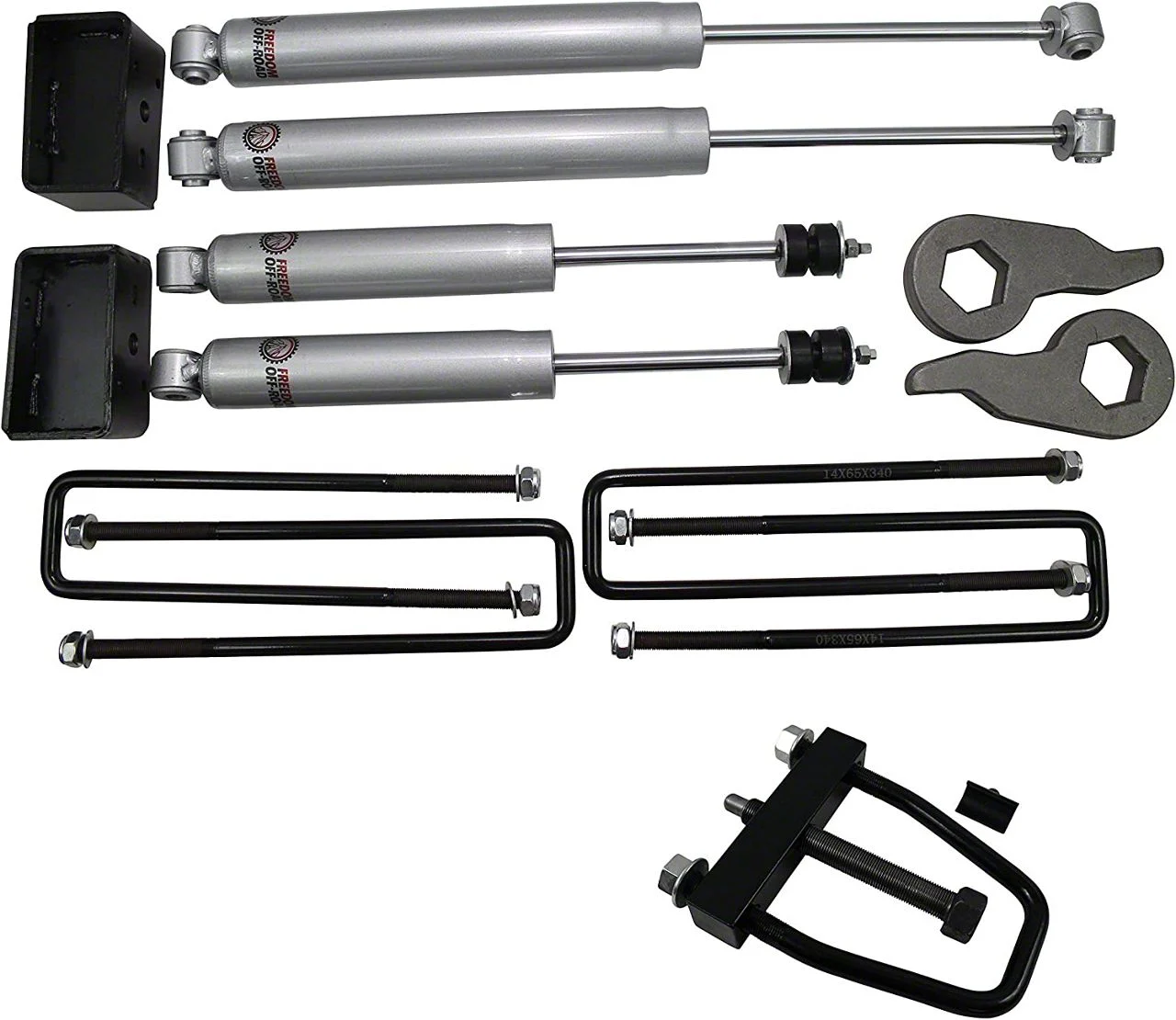 Freedom Offroad 1 to 3-Inch Front Torsion Key Leveling Kit with Install Tool and Shocks (07-10 Silverado 2500 HD)