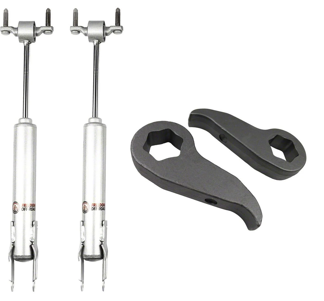 Freedom Offroad 1 to 3-Inch Front Torsion Key Leveling Kit with Front Shocks (11-19 Silverado 3500 HD)