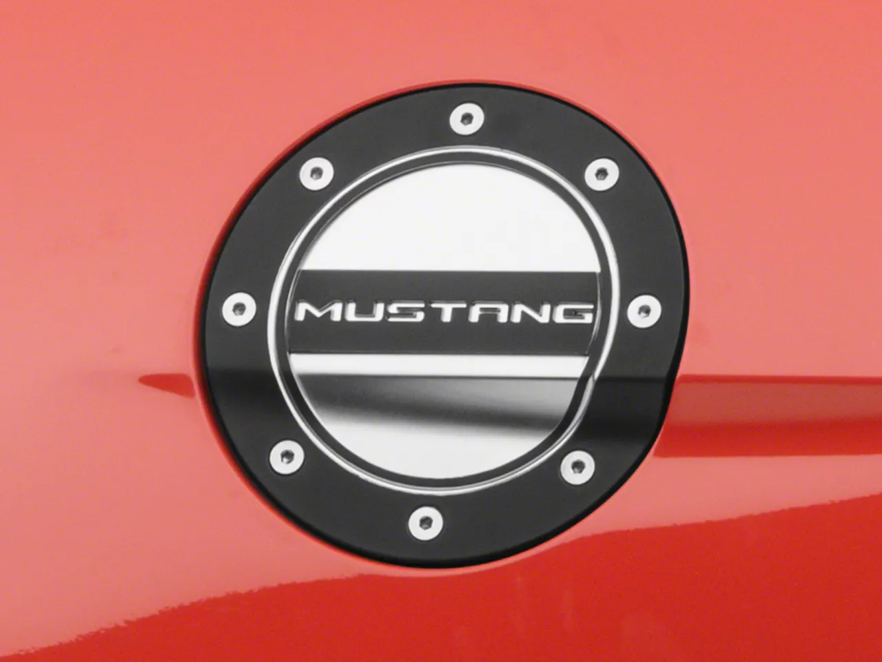 Competition Series Fuel Door; Black and Silver (15-23 Mustang)
