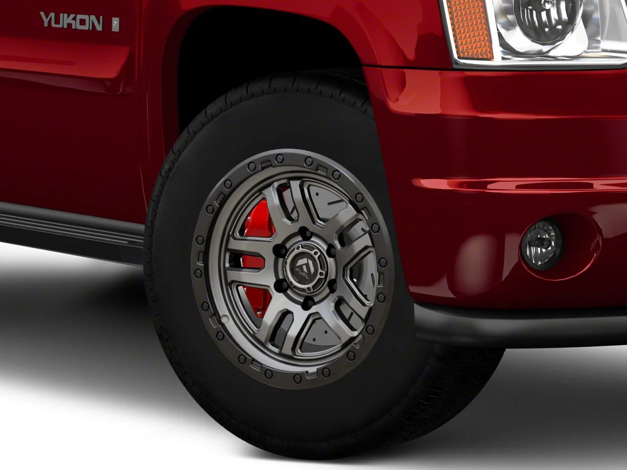 Fuel Wheels Ammo Matte Gunmetal with Black Bead Ring 6-Lug Wheel; 18x9; -12mm Offset (07-14 Yukon)
