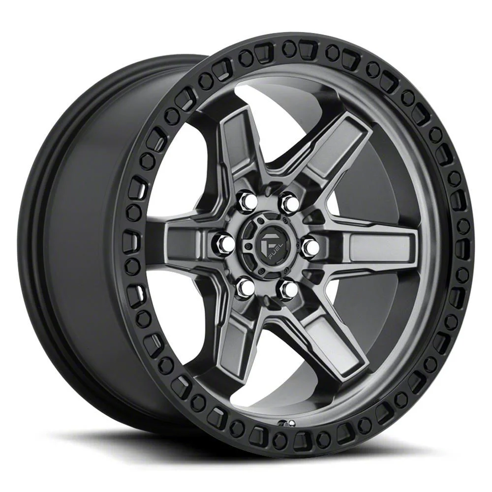 Fuel Wheels Kicker Matte Gunmetal with Black Lip 6-Lug Wheel; 20x9; 1mm Offset (07-14 Yukon)