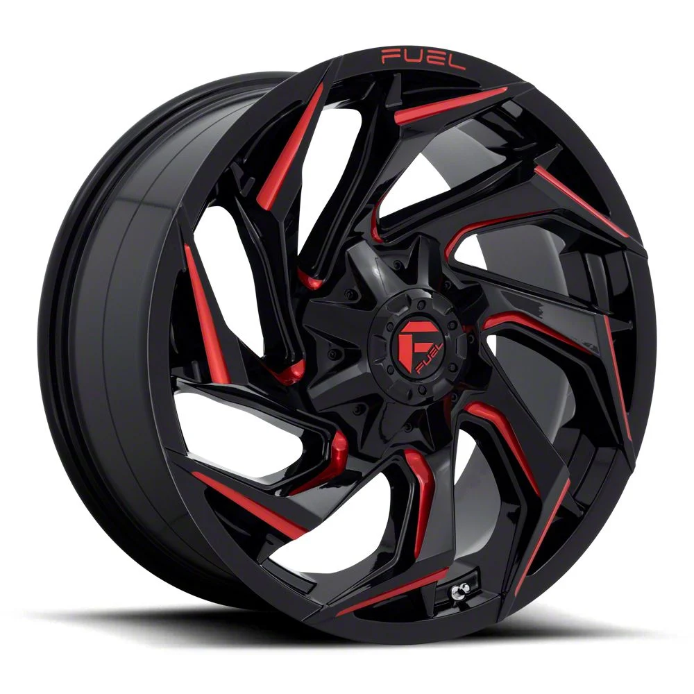 Fuel Wheels Reaction Gloss Black Milled with Red Tint 6-Lug Wheel; 24x12; -44mm Offset (07-14 Yukon)
