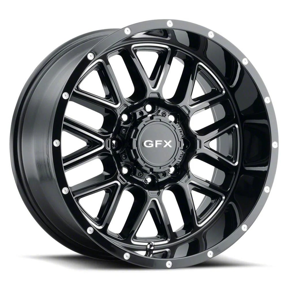 G-FX TM-5 Gloss Black Milled 8-Lug Wheel; 20x9; 12mm Offset (11-16 F-250 Super Duty)