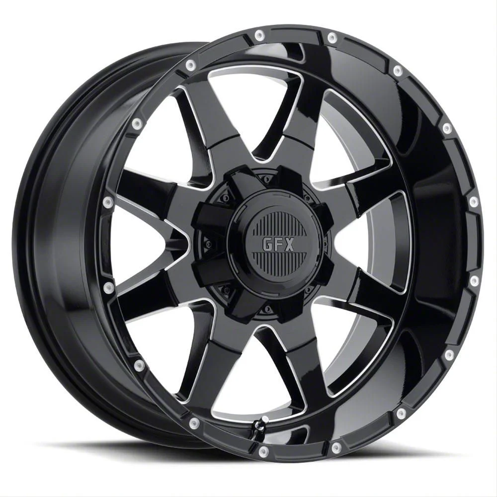 G-FX TR-12 Gloss Black Milled 8-Lug Wheel; 20x10; -24mm Offset (07-10 Sierra 2500 HD)