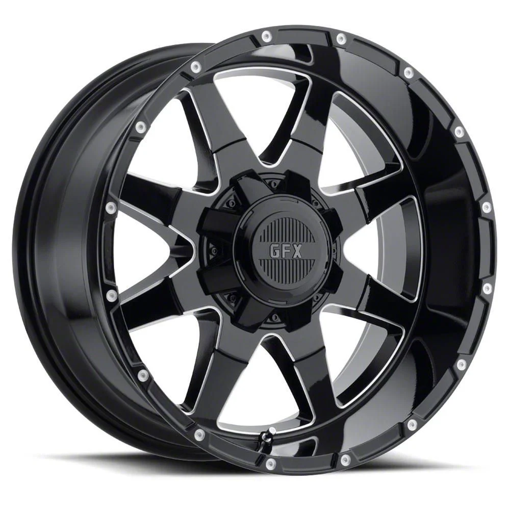 G-FX TR-12 Gloss Black Milled 8-Lug Wheel; 20x9; 0mm Offset (07-10 Sierra 2500 HD)