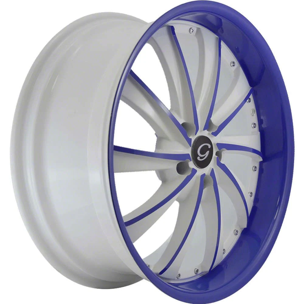 G-Line Alloys G0016 Gloss White with Blue Face Wheel; 20x8.5; 20mm Offset (06-10 RWD Charger)