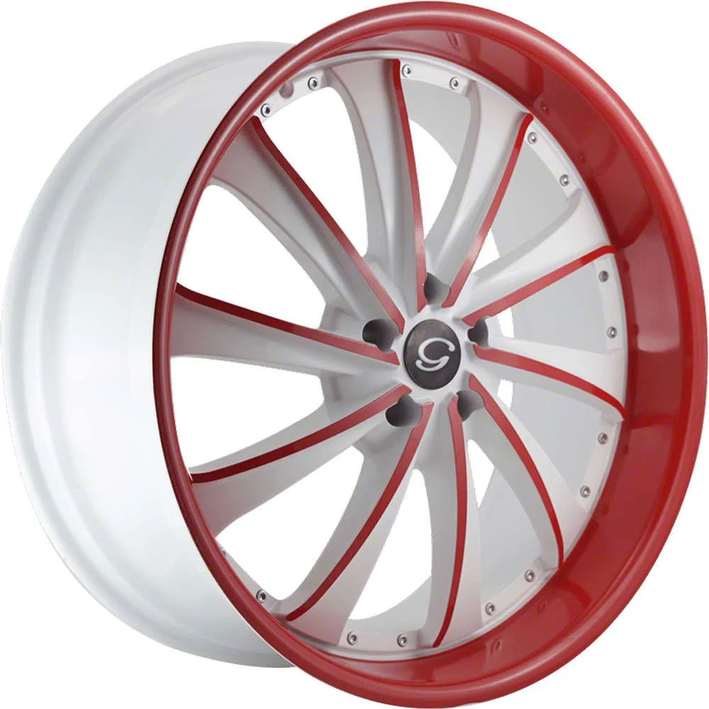 G-Line Alloys G0016 Gloss White with Red Face Wheel; 20x8.5; 20mm Offset (06-10 RWD Charger)