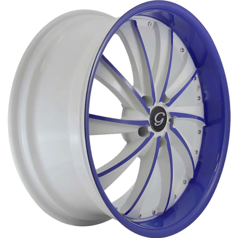 G-Line Alloys G0016 White with Blue Wheel; 20x8.5; 35mm Offset (10-14 Mustang)