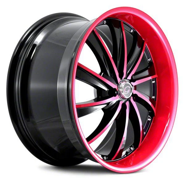 G-Line Alloys G0016 Gloss Black with Red Face Wheel; 20x8.5; 35mm Offset (16-24 Camaro)