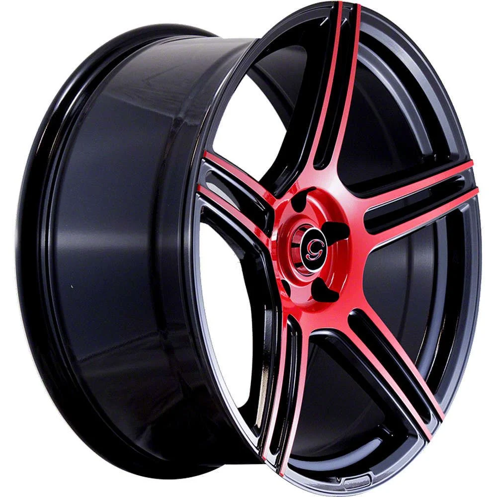 G-Line Alloys G5086 Gloss Black with Red Face Wheel; 20x9.5; 20mm Offset (08-23 RWD Challenger, Excluding SRT Demon, SRT Hellcat & SRT Jailbreak)