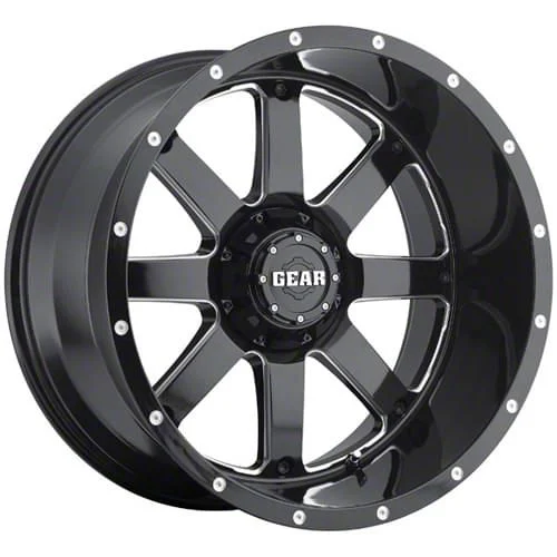 Gear Off-Road Big Block Gloss Black Milled 6-Lug Wheel; 20x12; -44mm Offset (07-14 Yukon)