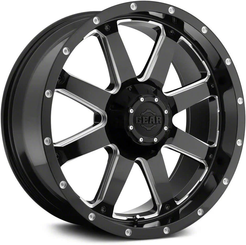 Gear Off-Road Big Block Gloss Black Milled 6-Lug Wheel; 20x9; 0mm Offset (07-14 Yukon)