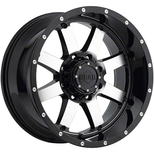 Gear Off-Road Big Block Gloss Black Machined 6-Lug Wheel; 17x9; -12mm Offset (07-14 Yukon)
