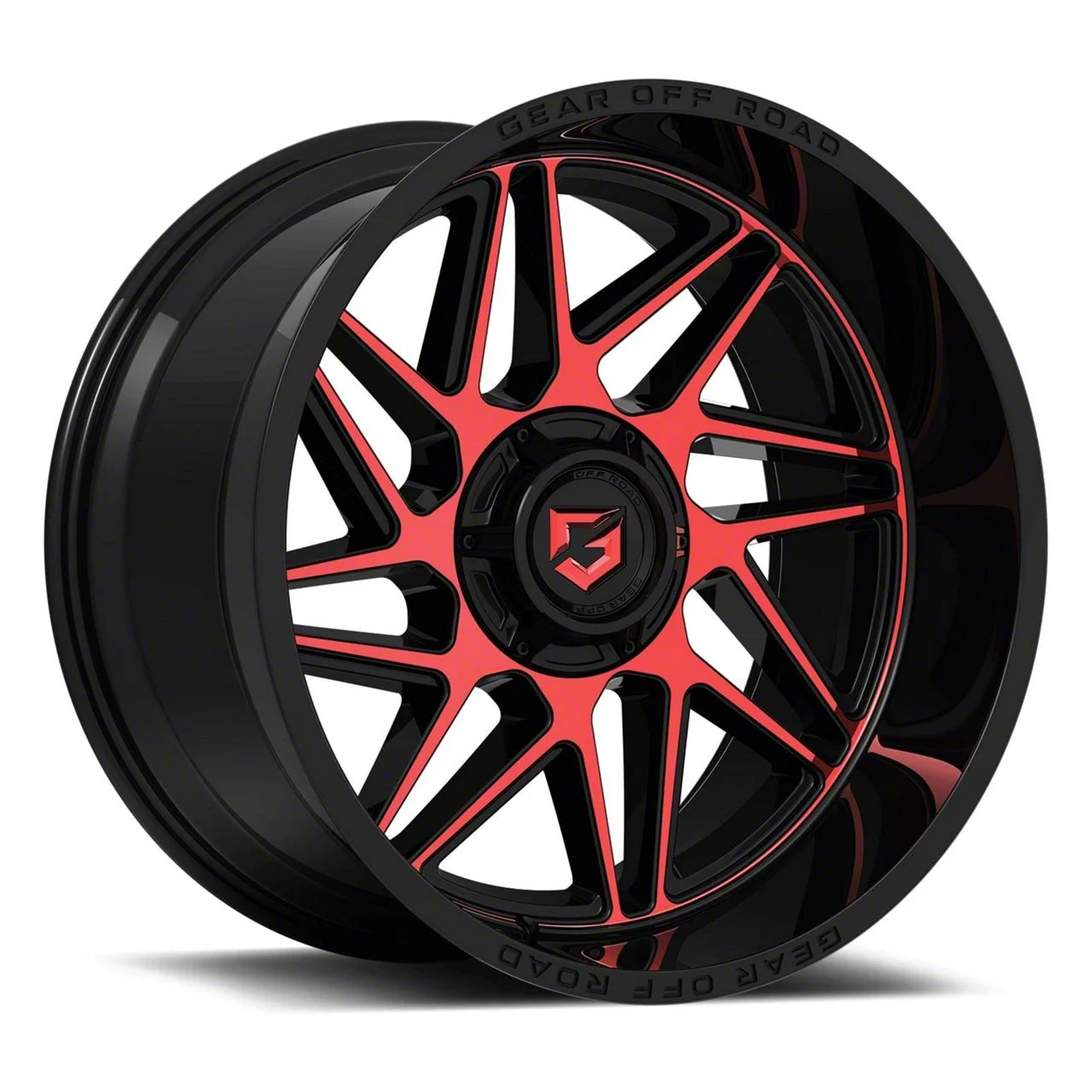 Gear Off-Road Ratio Gloss Black Machined and Red Tint Face 8-Lug Wheel; 20x12; -44mm Offset (11-16 F-250 Super Duty)