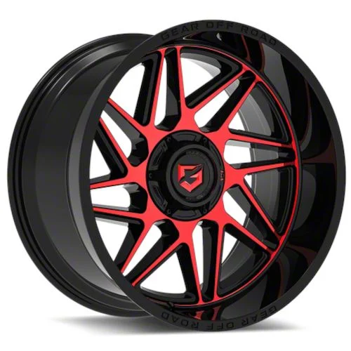 Gear Off-Road Ratio Gloss Black Machined and Red Tint Face 8-Lug Wheel; 22x12; -44mm Offset (11-16 F-250 Super Duty)