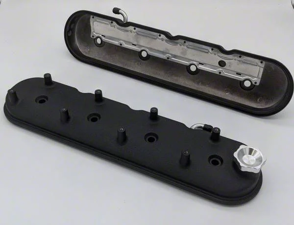 Granatelli Motor Sports Stock/Standard Valve Covers; Black Wrinkle (10-15 V8 Camaro)