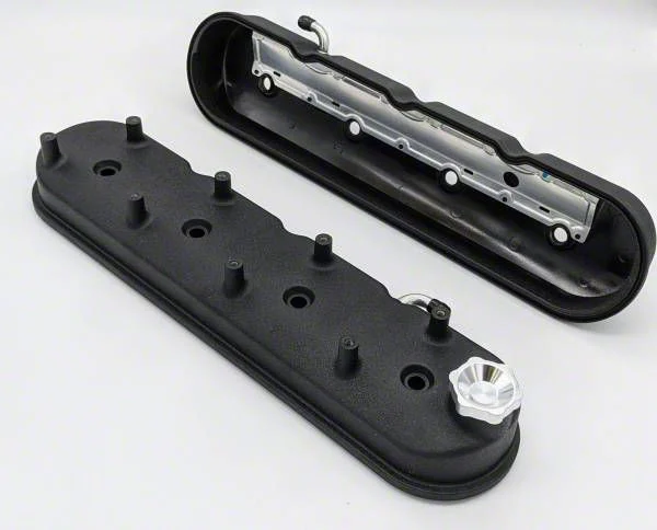 Granatelli Motor Sports Tall Valve Covers; Black Wrinkle (09-13 Corvette C6)