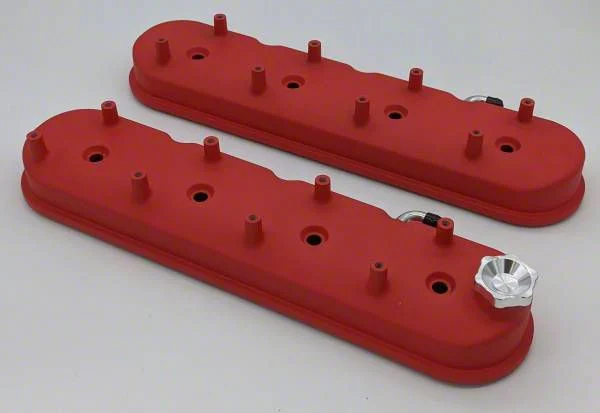 Granatelli Motor Sports Tall Valve Covers; Red Wrinkle (09-13 Corvette C6)