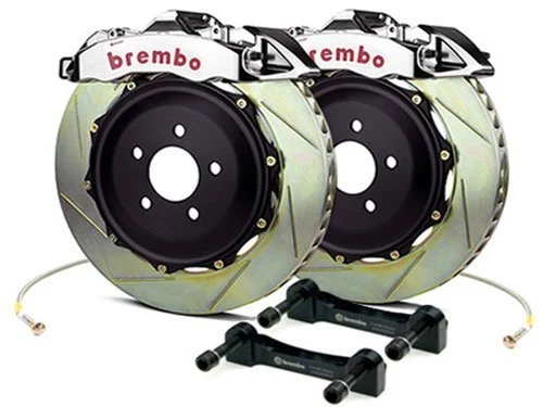 Brembo GT-R Polished Rear Slotted Brake Kit 345x28mm - 07-08 Infiniti G35 / 08-13 G37, 09-16 Nissan 370Z