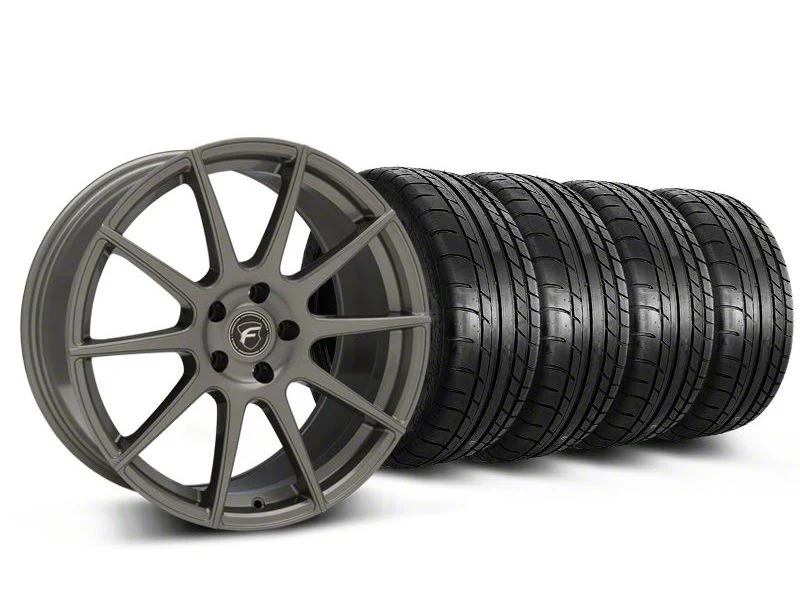 Forgestar CF10 Monoblock Gunmetal Wheel and Mickey Thompson Tire Kit; 19x9 (05-14 Mustang)