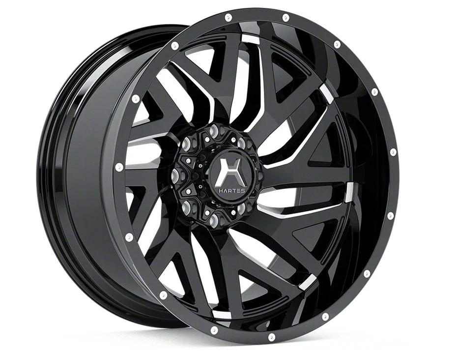 Hartes Metal Stealth Gloss Black Milled 8-Lug Wheel; Right Directional; 20x10; -18mm Offset (11-16 F-350 Super Duty SRW)