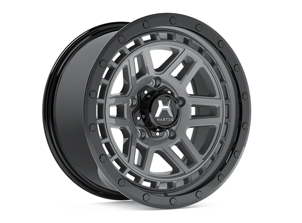 Hartes Metal Beast Anthracite with Black Simulated Beadlock 6-Lug Wheel; 17x8.5; 20mm Offset (15-20 Yukon)