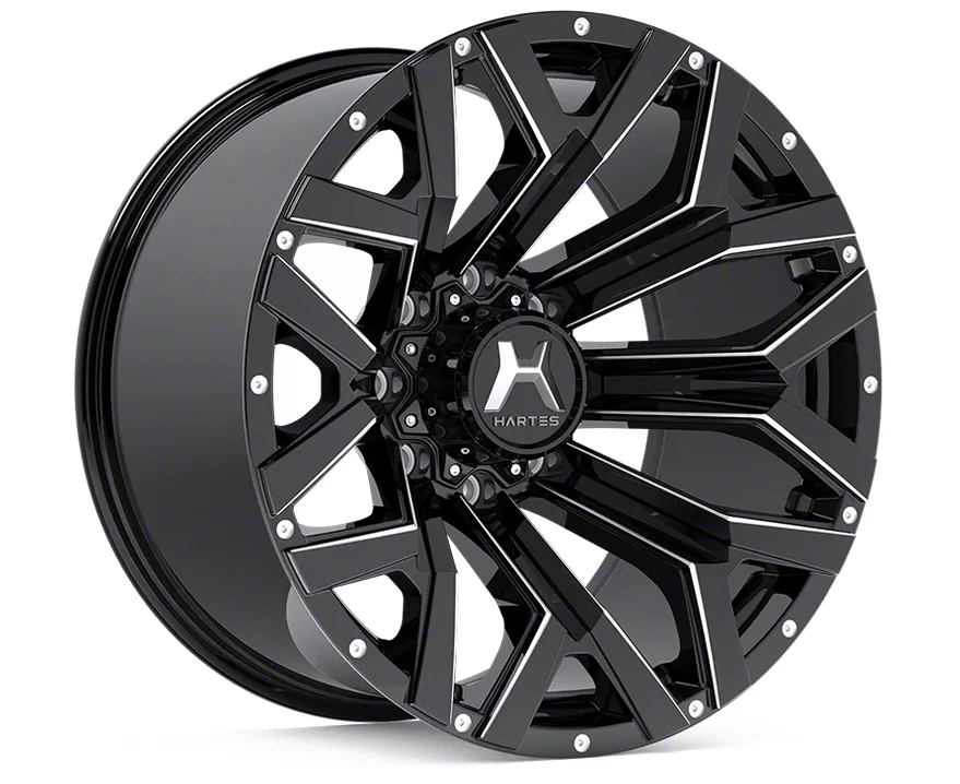 Hartes Metal Hawkish Gloss Black Milled 6-Lug Wheel; 20x10; -18mm Offset (19-26 RAM 1500)