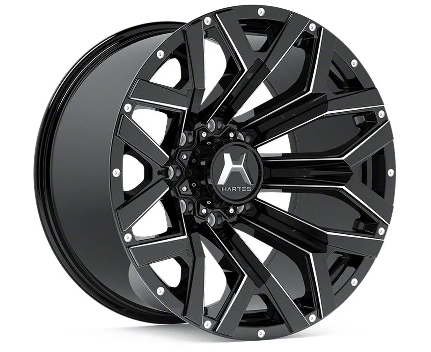 Hartes Metal Hawkish Gloss Black Milled 8-Lug Wheel; 20x10; -18mm Offset (19-26 RAM 2500)