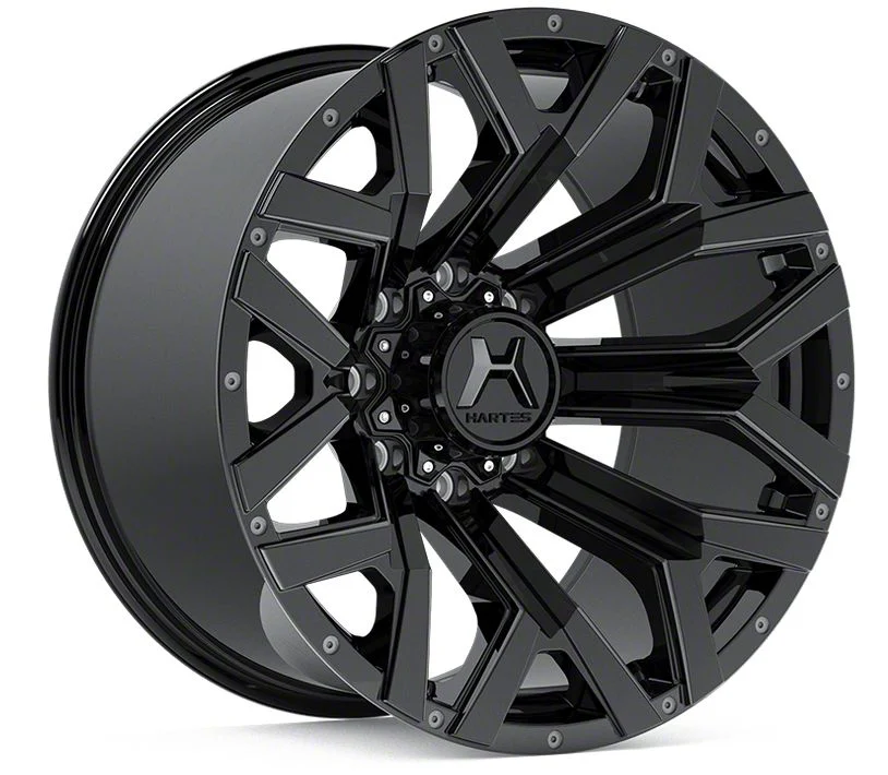Hartes Metal Hawkish Gloss Black Milled with Satin Dark Tint 8-Lug Wheel; 20x9; 0mm Offset (07-10 Silverado 2500 HD)