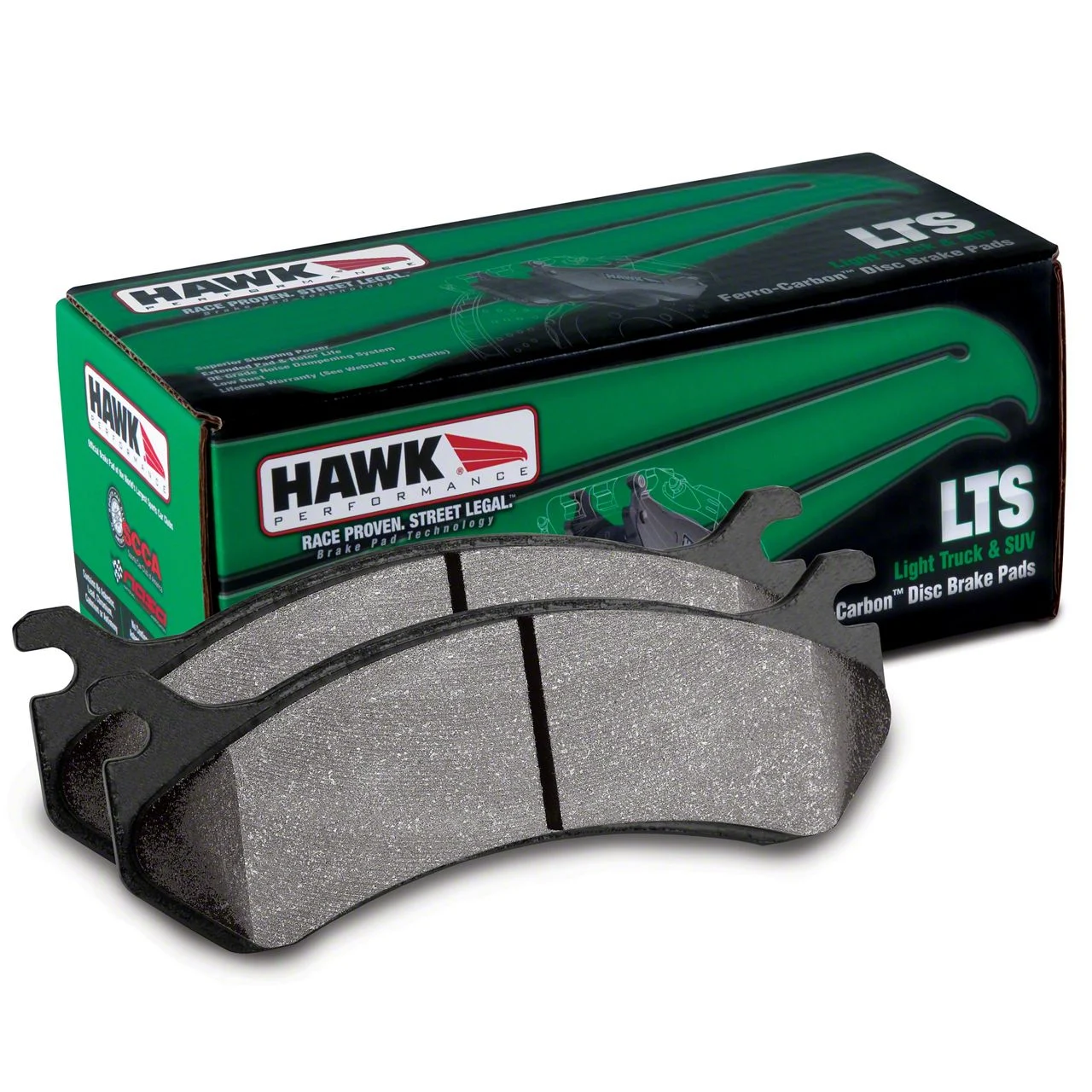 Hawk Performance LTS Brake Pads; Front Pair (12-14 Challenger SRT8; 2015 Challenger Scat Pack; 16-23 R/T 392 & R/T Scat Pack 4-Piston Calipers; 2018 Challenger T/A; 19-23 Challenger GT & R/T W/ Brembo Brakes)