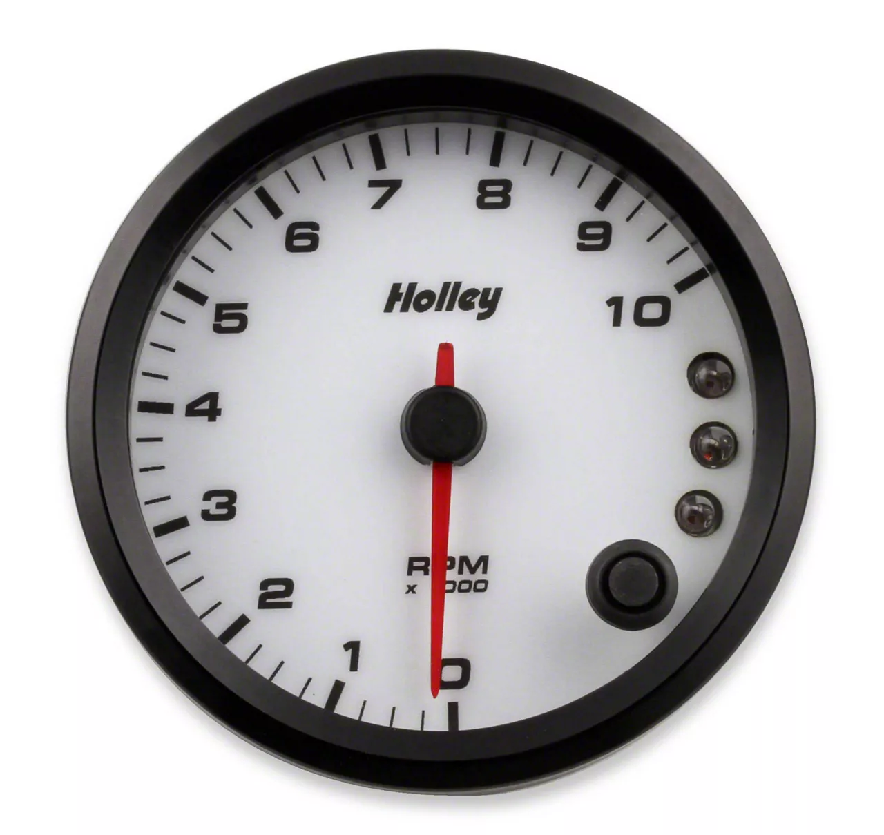 Holley 3-3/8-Inch Analog-Style Tachometer; 0-10K; White (Universal; Some Adaptation May Be Required)