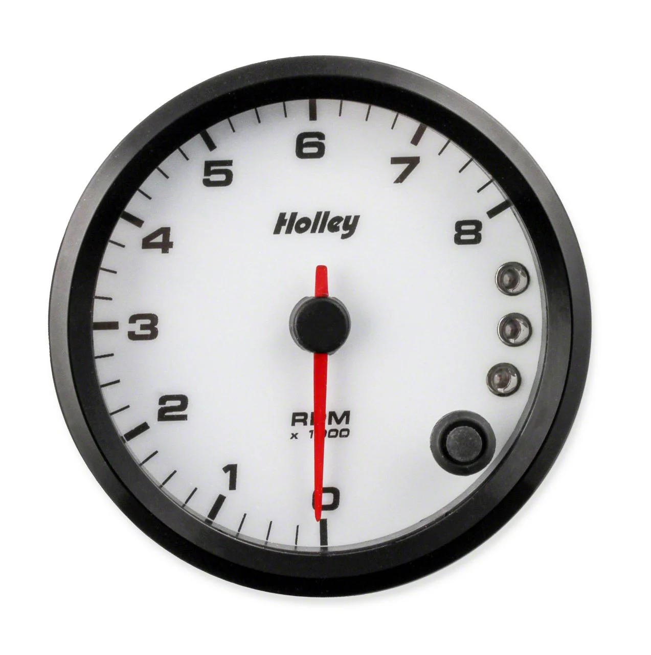 Holley 3-3/8-Inch Analog-Style Tachometer; 0-8K; White (Universal; Some Adaptation May Be Required)