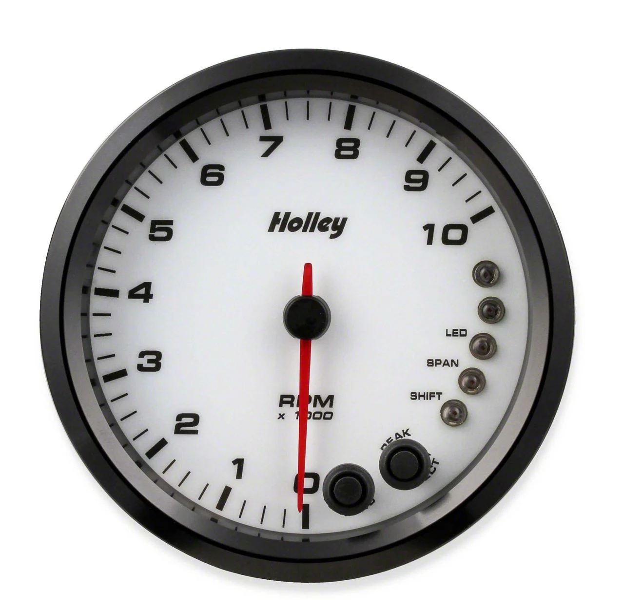 Holley 4.50-Inch Analog-Style Tachometer; 0-10K; White (Universal; Some Adaptation May Be Required)
