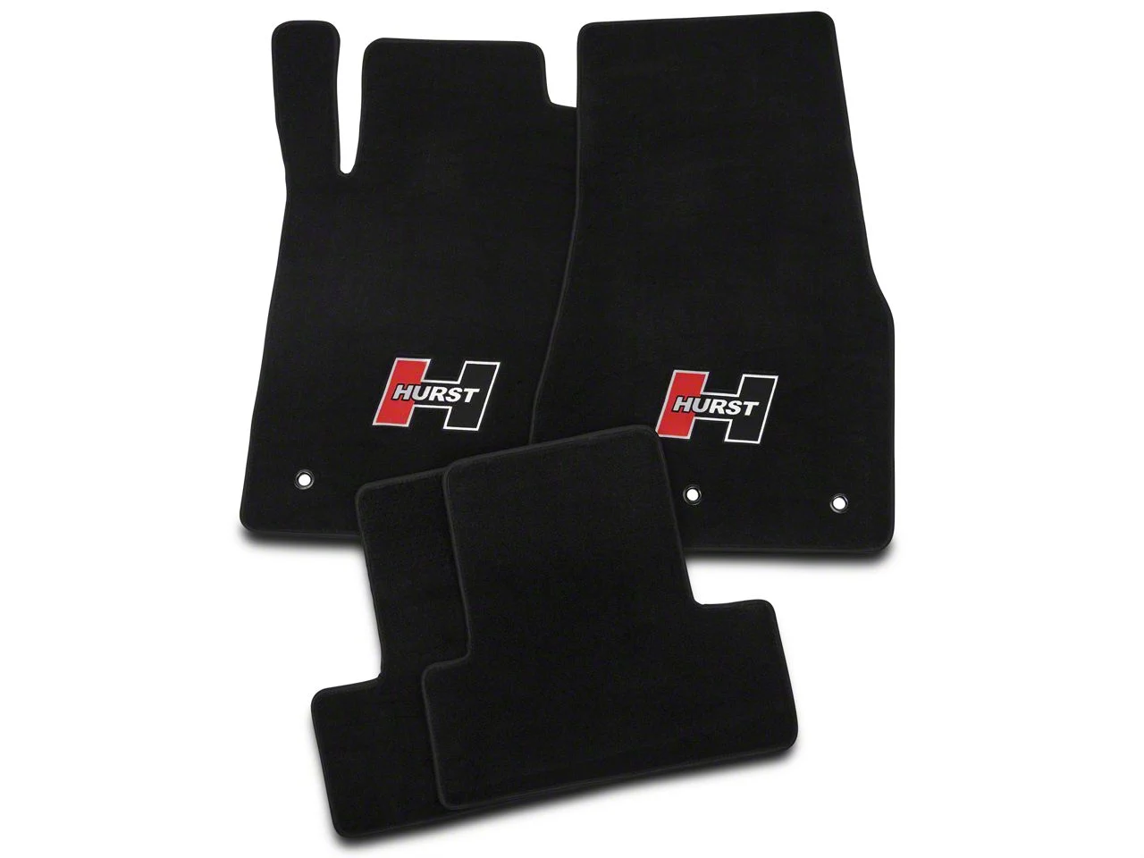 Hurst Elite Series Front and Rear Floor Mats with Red Hurst Logo; Black (10-14 Mustang)
