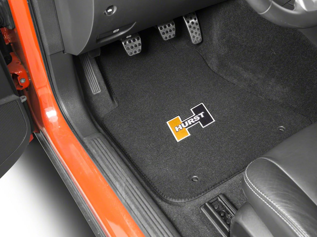 Hurst Elite Series Front and Rear Floor Mats with Gold Hurst Logo; Black (08-23 Challenger)