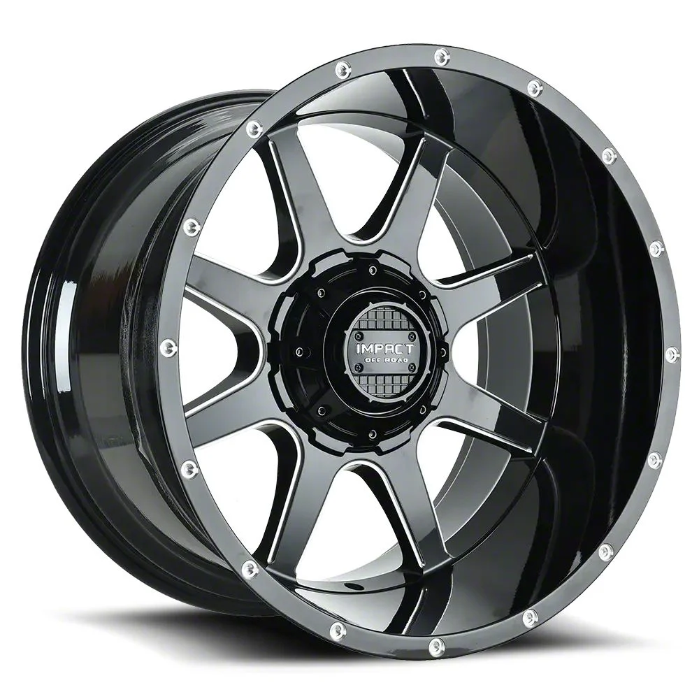 Impact Wheels 804 Gloss Black Milled 6-Lug Wheel; 20x12; -44mm Offset (07-14 Yukon)