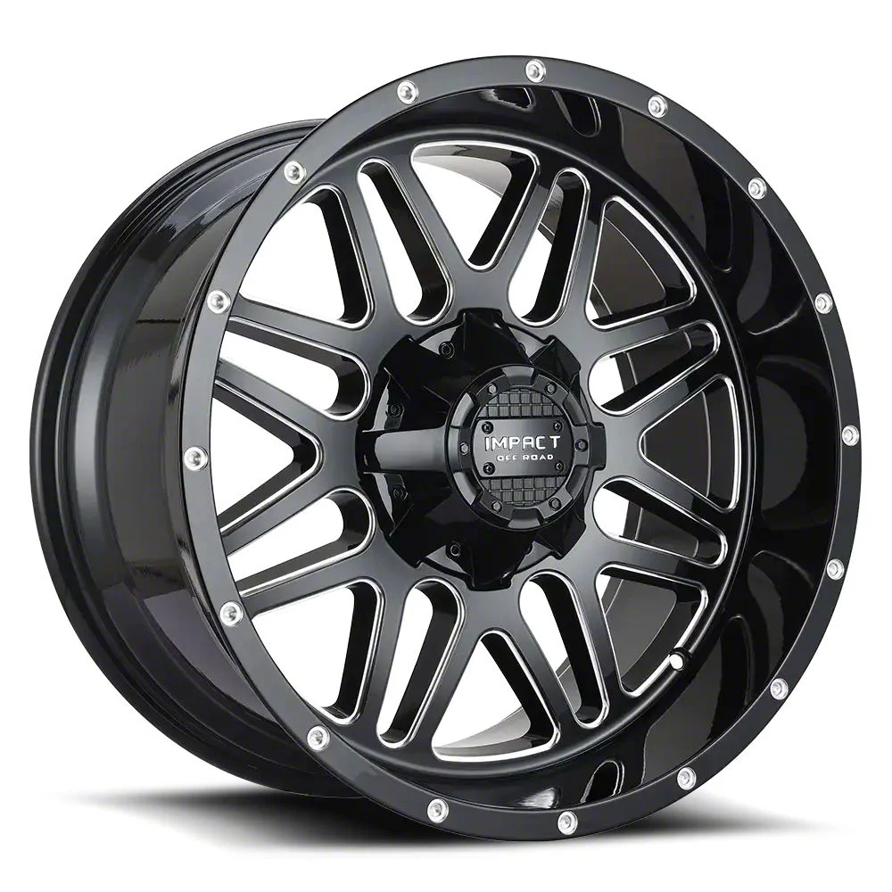 Impact Wheels 806 Gloss Black Milled 6-Lug Wheel; 22x12; -44mm Offset (07-14 Yukon)
