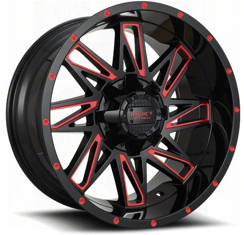 Impact Wheels 814 Gloss Black and Red Milled 6-Lug Wheel; 18x9; 0mm Offset (07-14 Yukon)