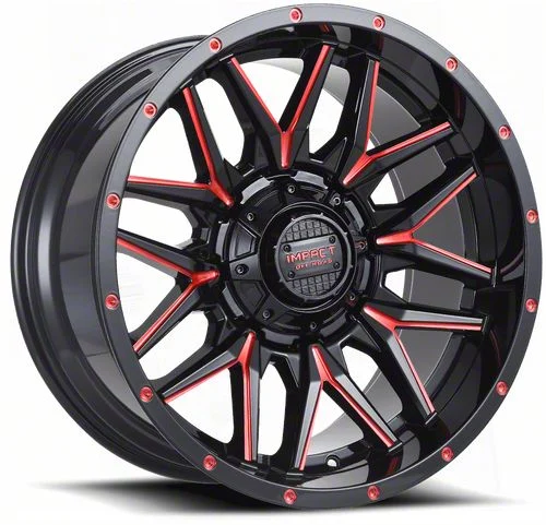 Impact Wheels 819 Gloss Black and Red Milled 6-Lug Wheel; 20x10; -12mm Offset (07-14 Yukon)