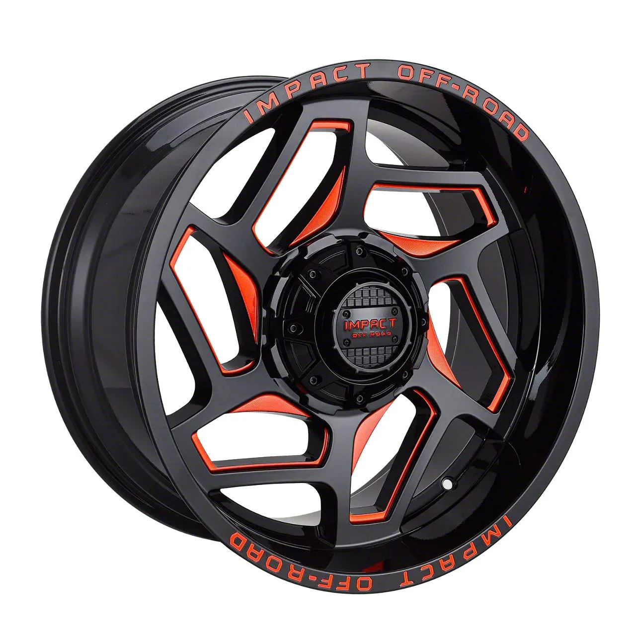 Impact Wheels 826 Gloss Black and Red Milled 6-Lug Wheel; 22x12; -44mm Offset (15-20 Tahoe)