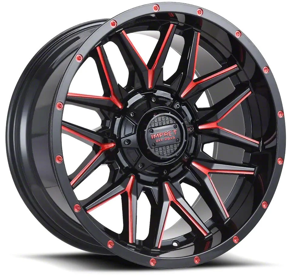 Impact Wheels 819 Gloss Black and Red Milled 6-Lug Wheel; 17x9; 0mm Offset (07-14 Yukon)