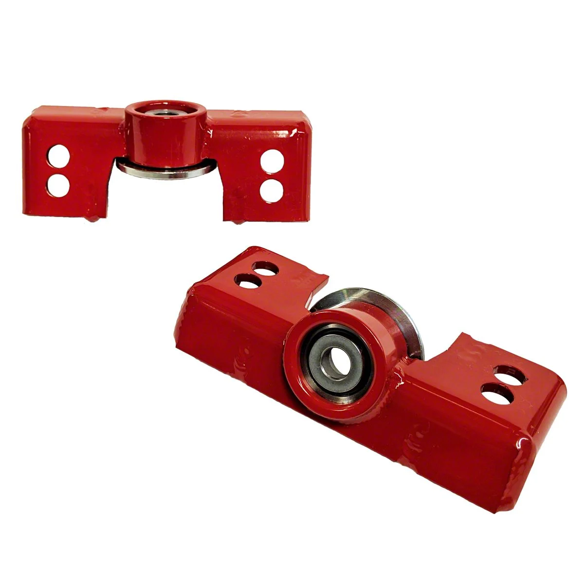 J&M Rear Upper Shock Mounts for Ohlins Shocks; Red (15-26 Mustang)